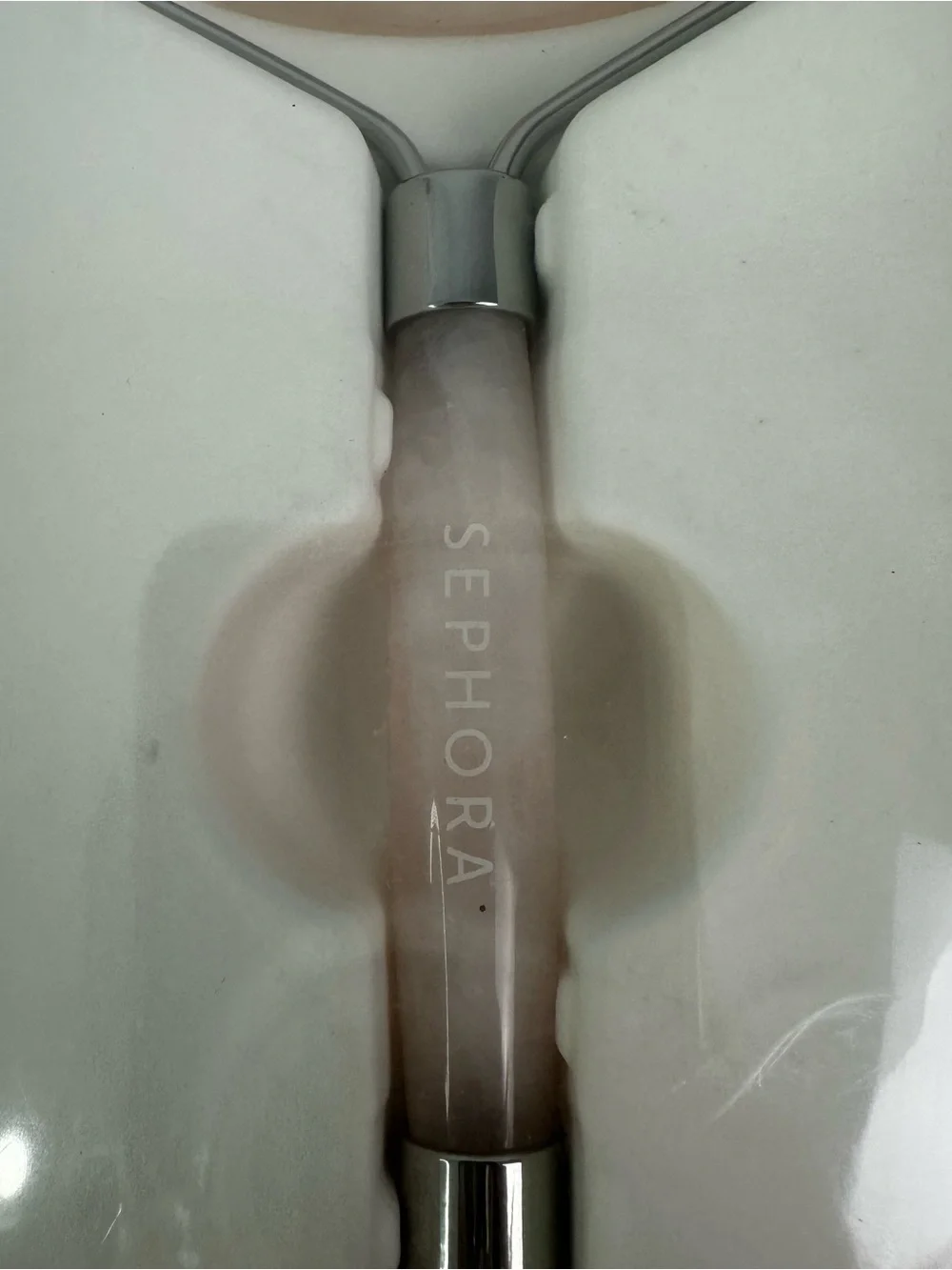 Sephora Rose Quartz Double Ended Facial Roller Pink and Silver